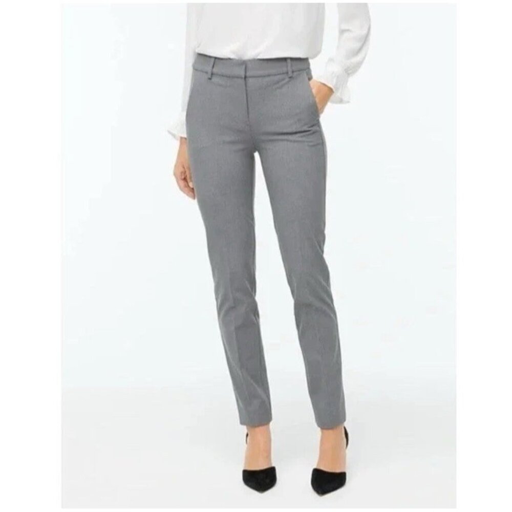 J.crew Women 12 Ruby Full-Length Gray Dress Pants Straight Leg Stretch Twill
